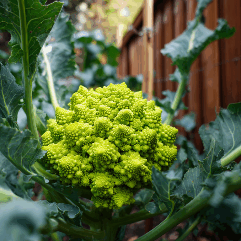Romanesco Italia Broccoli plant growing in a garden